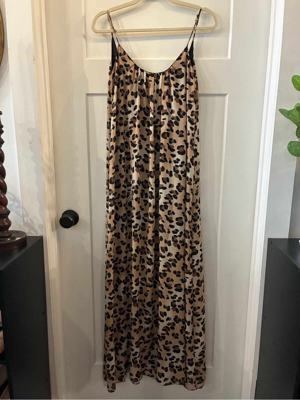 Show Me Your MuMu Tan and Black Leopard Slip Maxi Dress